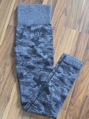 Gymshark Gray & Black Camo Leggings